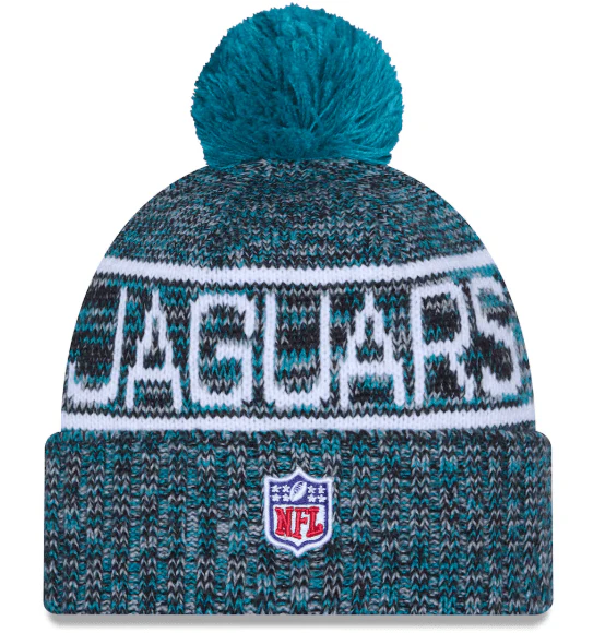 Adult Jacksonville Jaguars New Era 2025 Teal Sideline Cuffed Knit Hat With Pom - Men's - Image 2