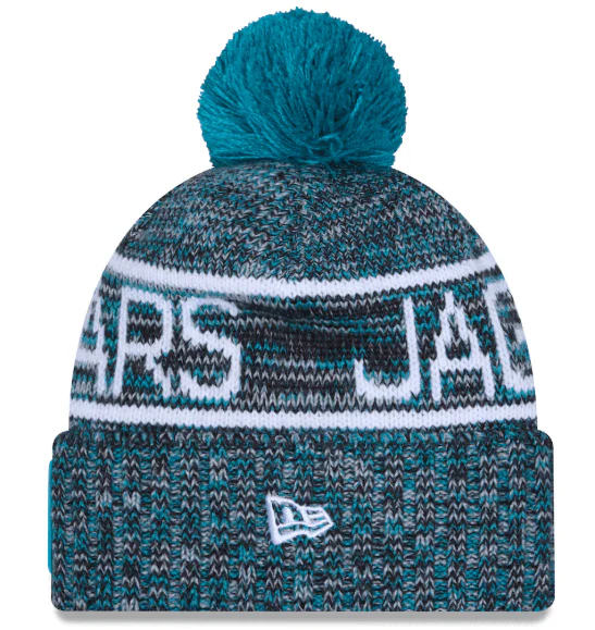 Adult Jacksonville Jaguars New Era 2025 Teal Sideline Cuffed Knit Hat With Pom - Men's - Image 3