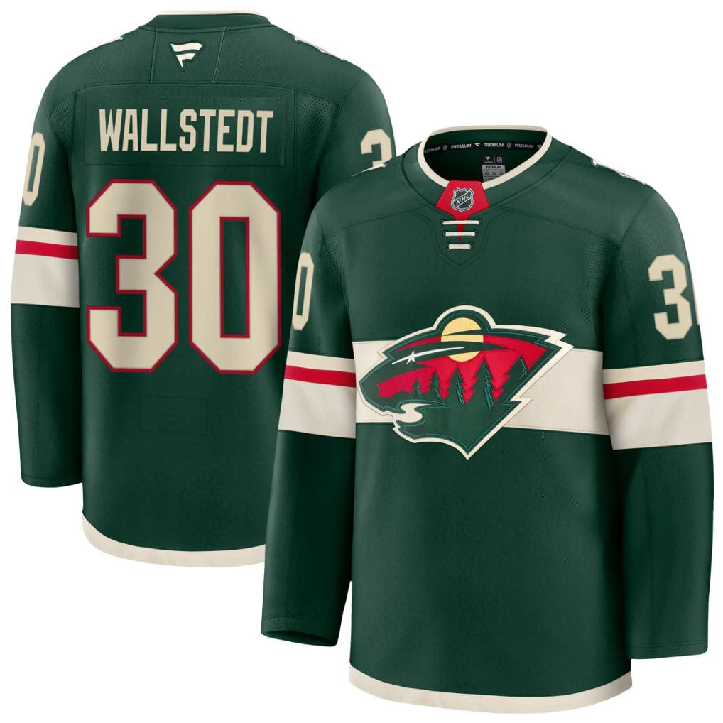 Adult Jesper Wallstedt Minnesota Wild Fanatics Green Premium Official NHL Home Authentic Player Jersey - Men's - Image 4