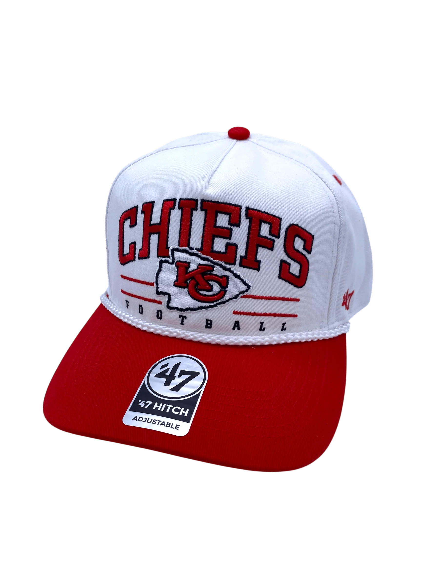 Adult Kansas City Chiefs '47 White/Red Roscoe 2 Tone Hitch Adjustable Snapback Hat - Men's