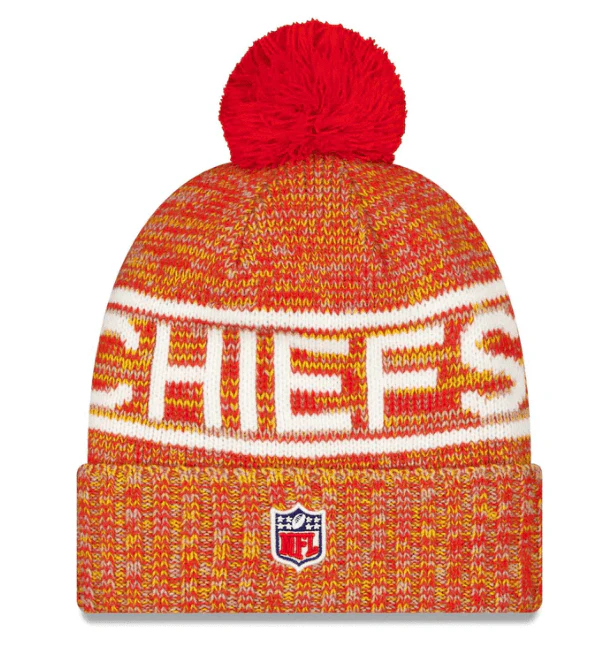 Adult Kansas City Chiefs New Era 2025 Red Sideline Cuffed Knit Hat With Pom - Men's - Image 2