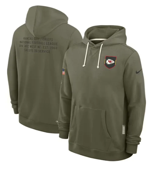Adult Kansas City Chiefs Nike Olive 2025 Salute to Service Sideline Hooded Sweatshirt - Men's