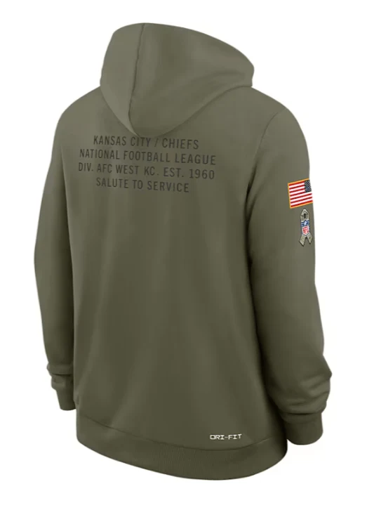 Adult Kansas City Chiefs Nike Olive 2025 Salute to Service Sideline Hooded Sweatshirt - Men's - Image 3