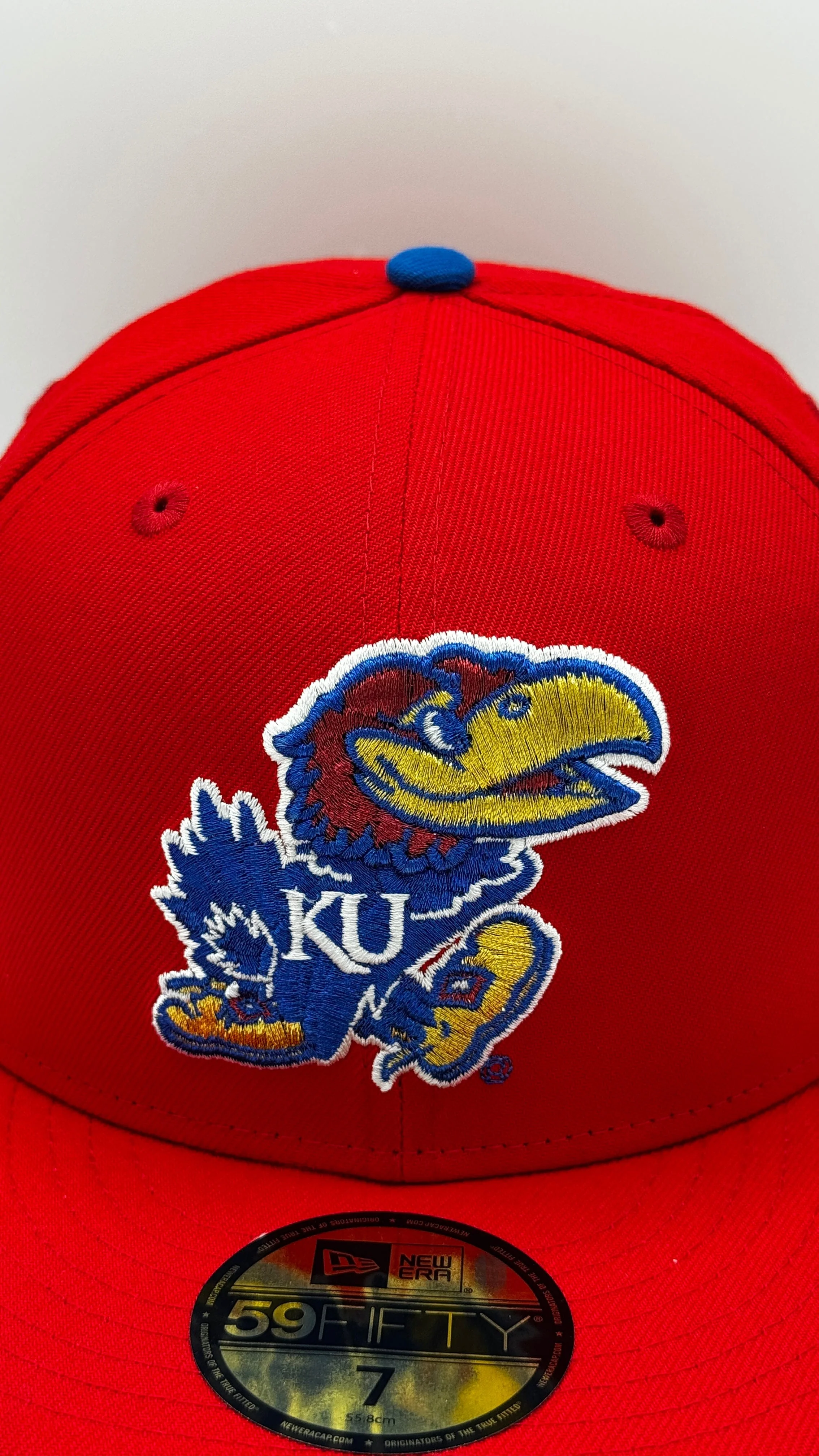Adult Kansas Jayhawks New Era Red NCAA 'Blue Bloods' Custom 59FIFTY Fitted Hat - Men's - Image 4