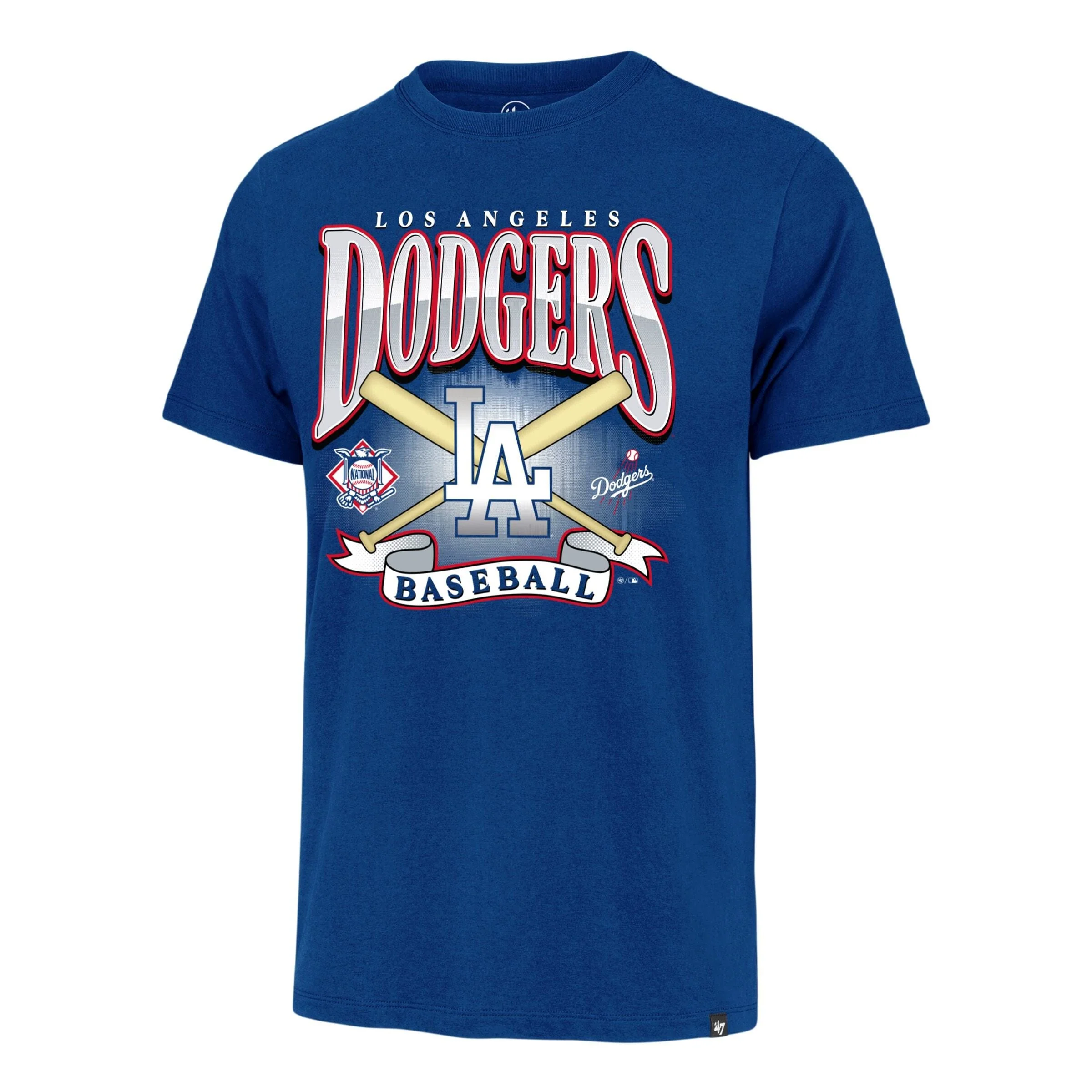 Adult Los Angeles Dodgers '47 Navy Chrometown Cross Bats Franklin T-Shirt - Men's