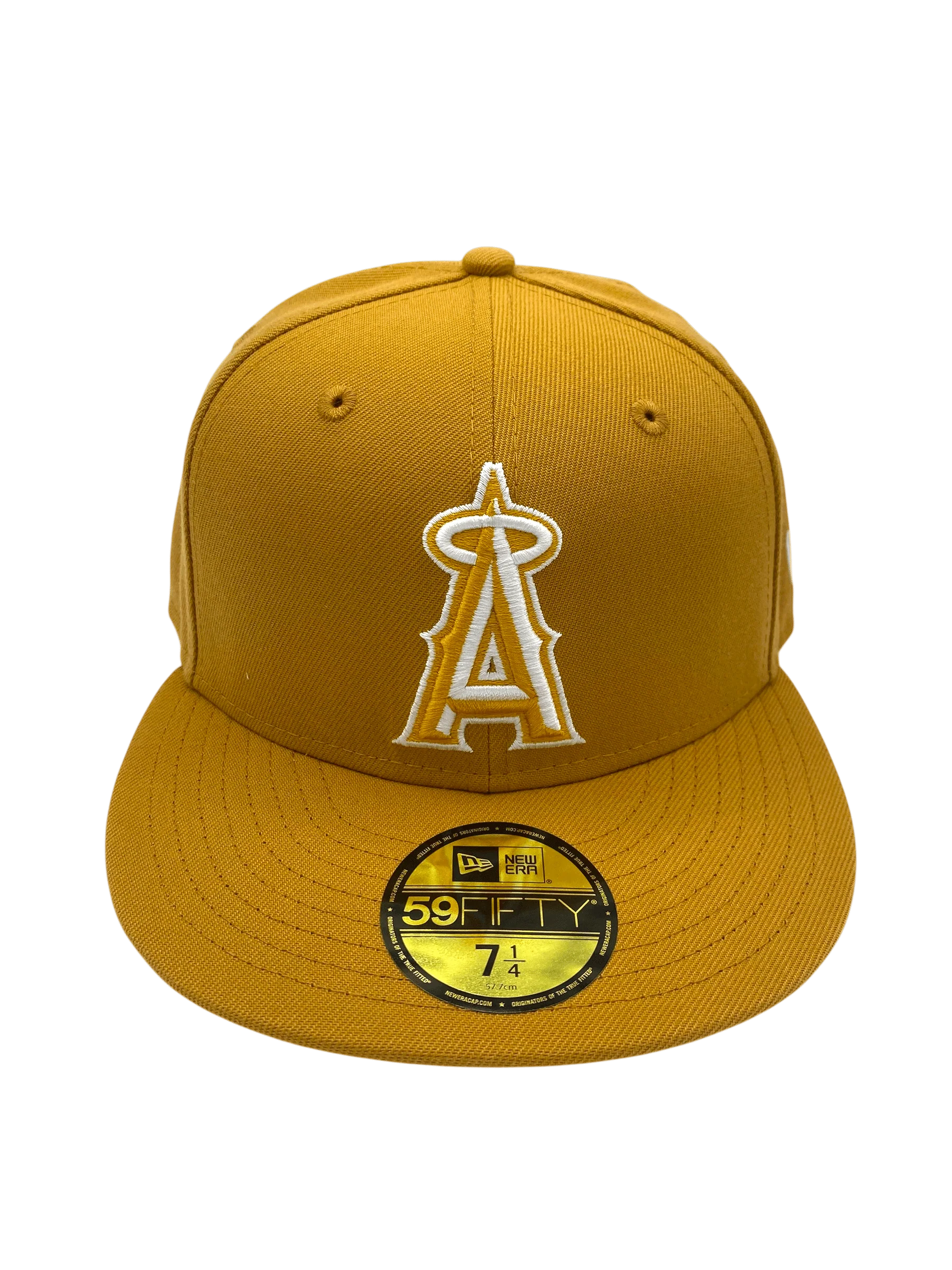 Adult Los Angeles Angels New Era Tan/White Basic 59FIFTY Fitted Hat - Men's - Image 3