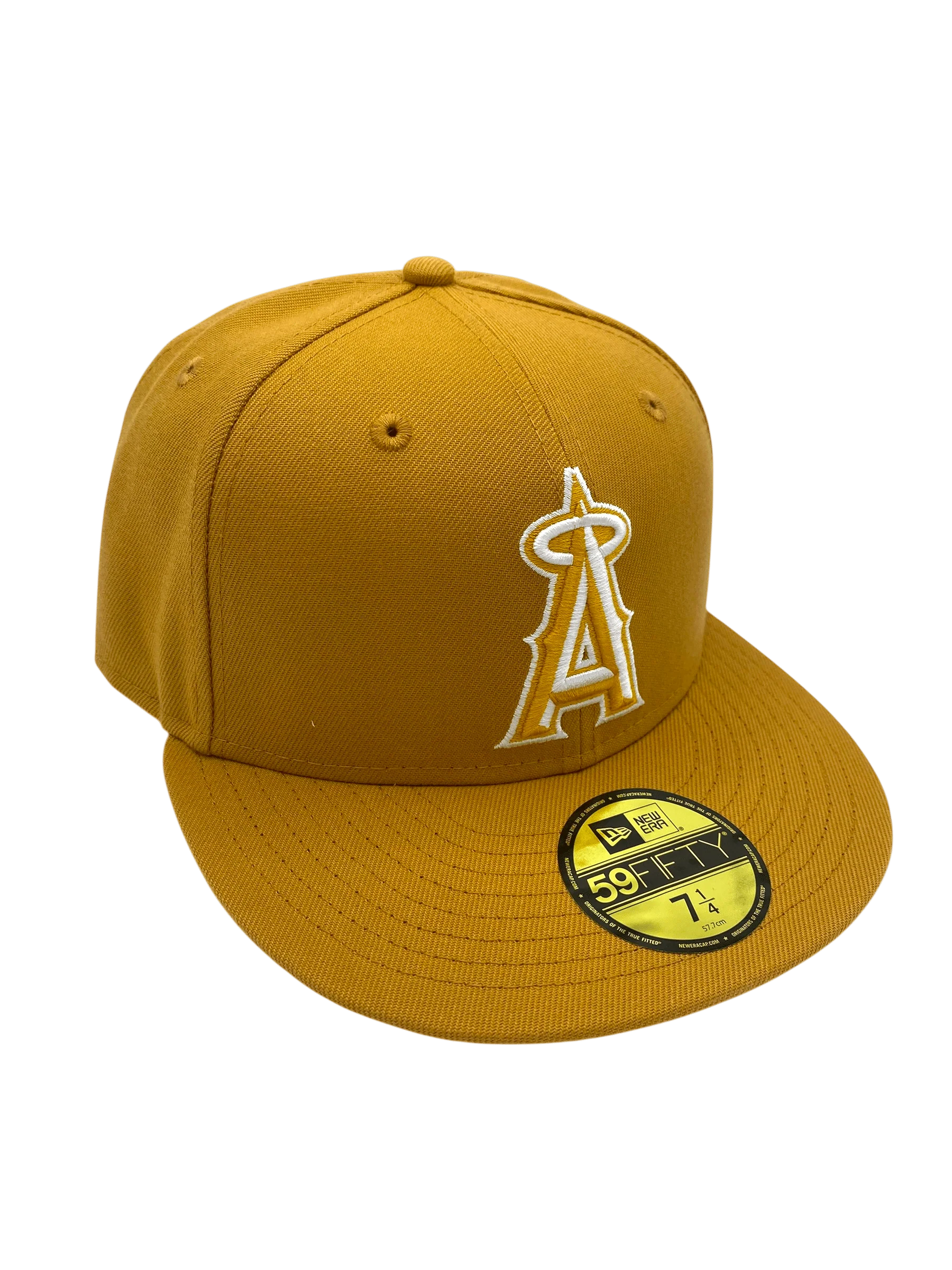 Adult Los Angeles Angels New Era Tan/White Basic 59FIFTY Fitted Hat - Men's - Image 4