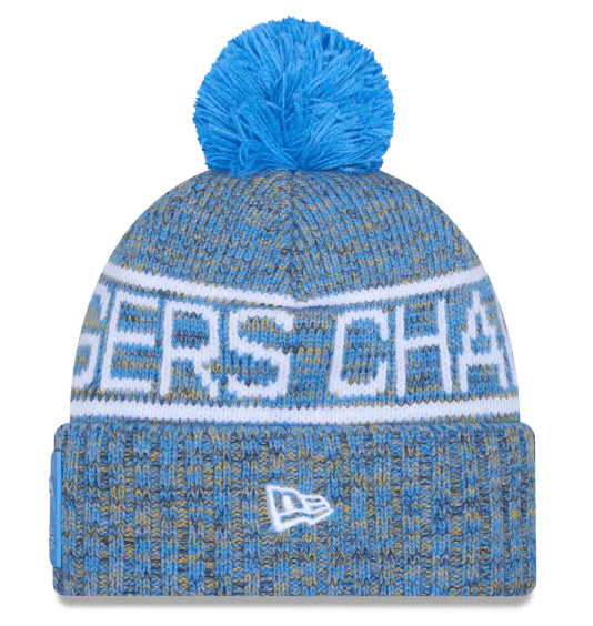 Adult Los Angeles Chargers New Era 2025 Powder Blue Sideline Cuffed Knit Hat With Pom - Men's - Image 2