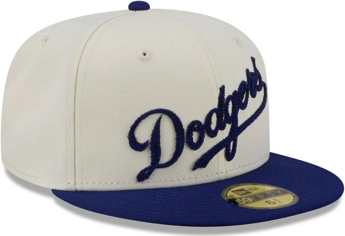 Adult Los Angeles Dodgers New Era Chrome 2 Tone Chain Stitch Logo 59FIFTY Fitted Hat - Men's - Image 3