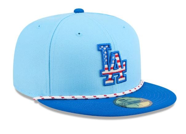 Adult Los Angeles Dodgers New Era Light Blue 2025 Fourth of July Roper On Field 59FIFTY Fitted Hat - Men's - Image 4