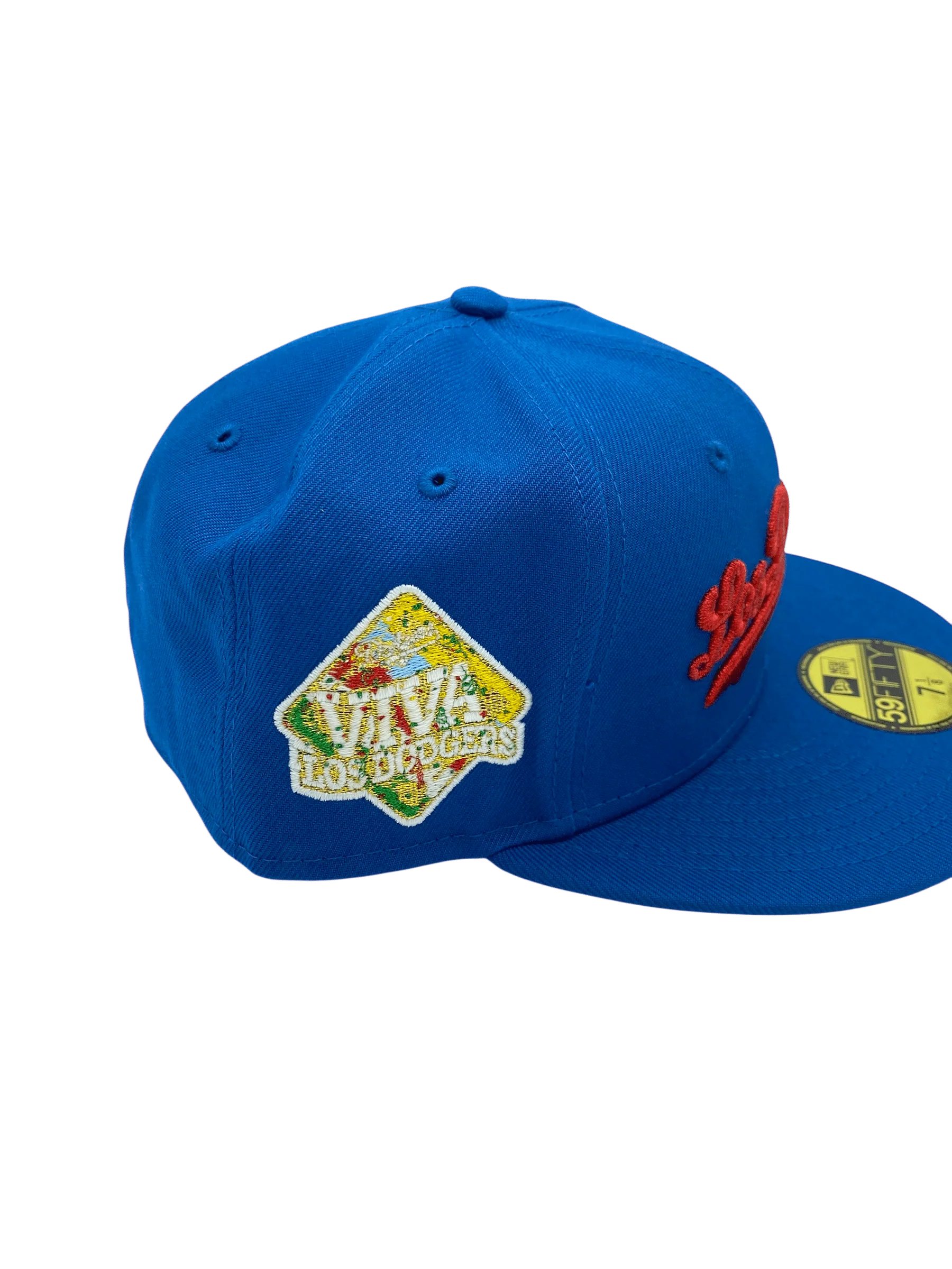Adult Los Angeles Dodgers New Era Seashore Blue Viva Los Dodgers Side Patch 59FIFTY Fitted Hat - Men's - Image 7