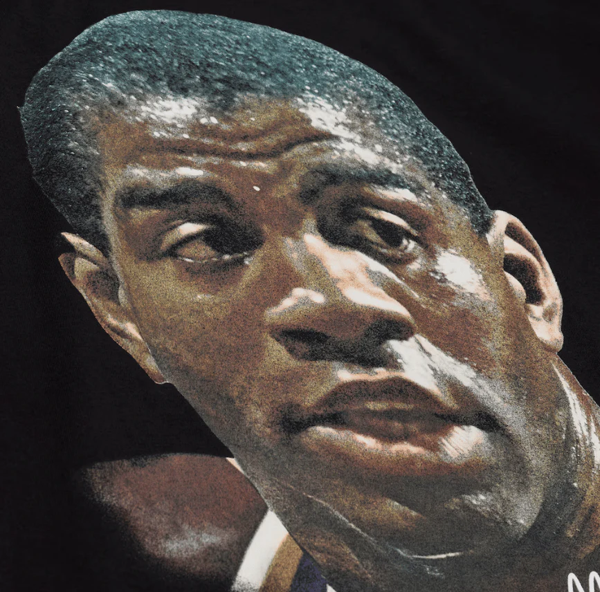 Adult Magic Johnson Los Angeles Lakers Mitchell & Ness Black Real NBA Big Face T-Shirt - Men's - Image 3