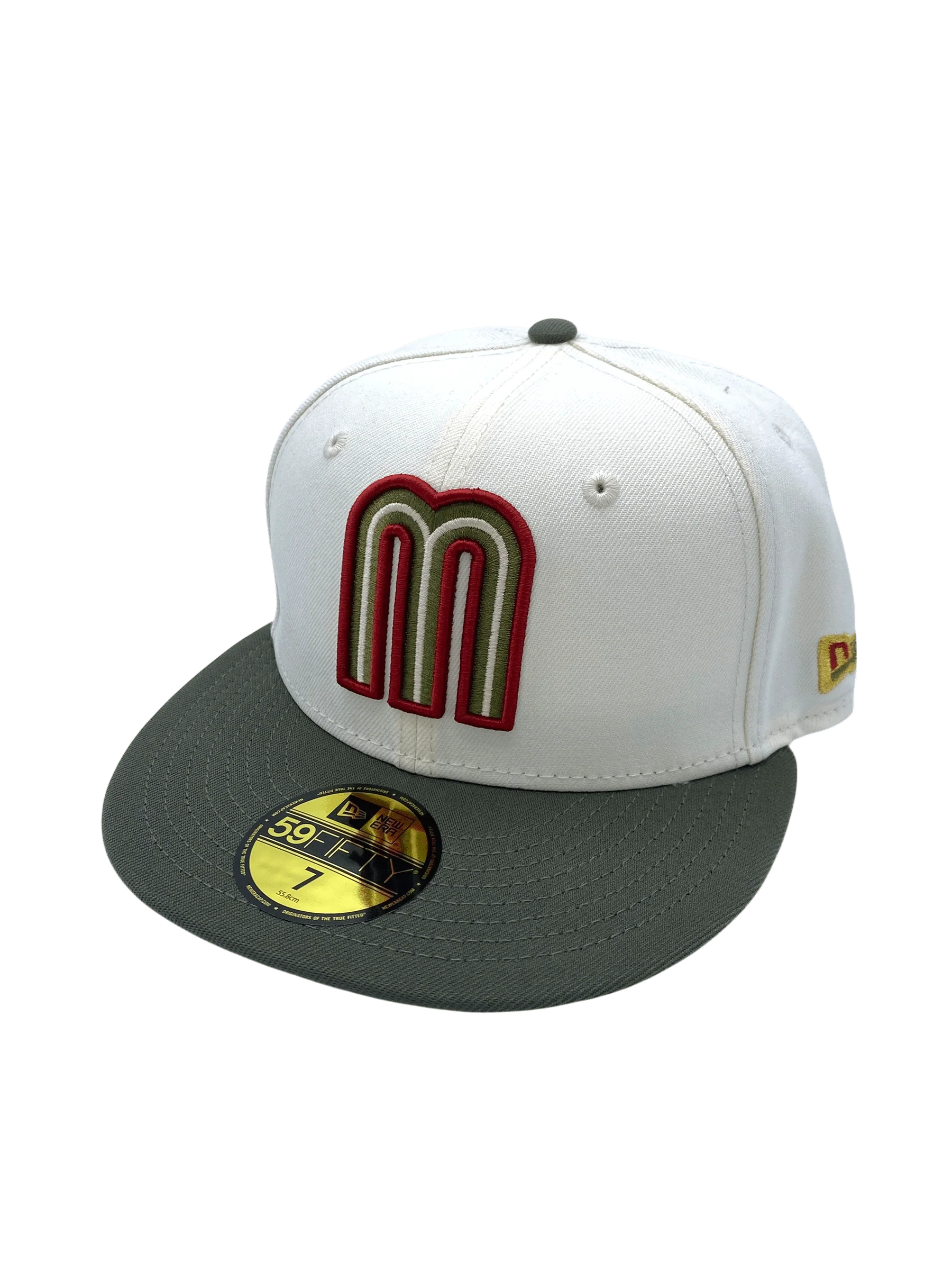Adult Mexico New Era Chrome/Olive Green Custom 59FIFTY Fitted Hat -Men's