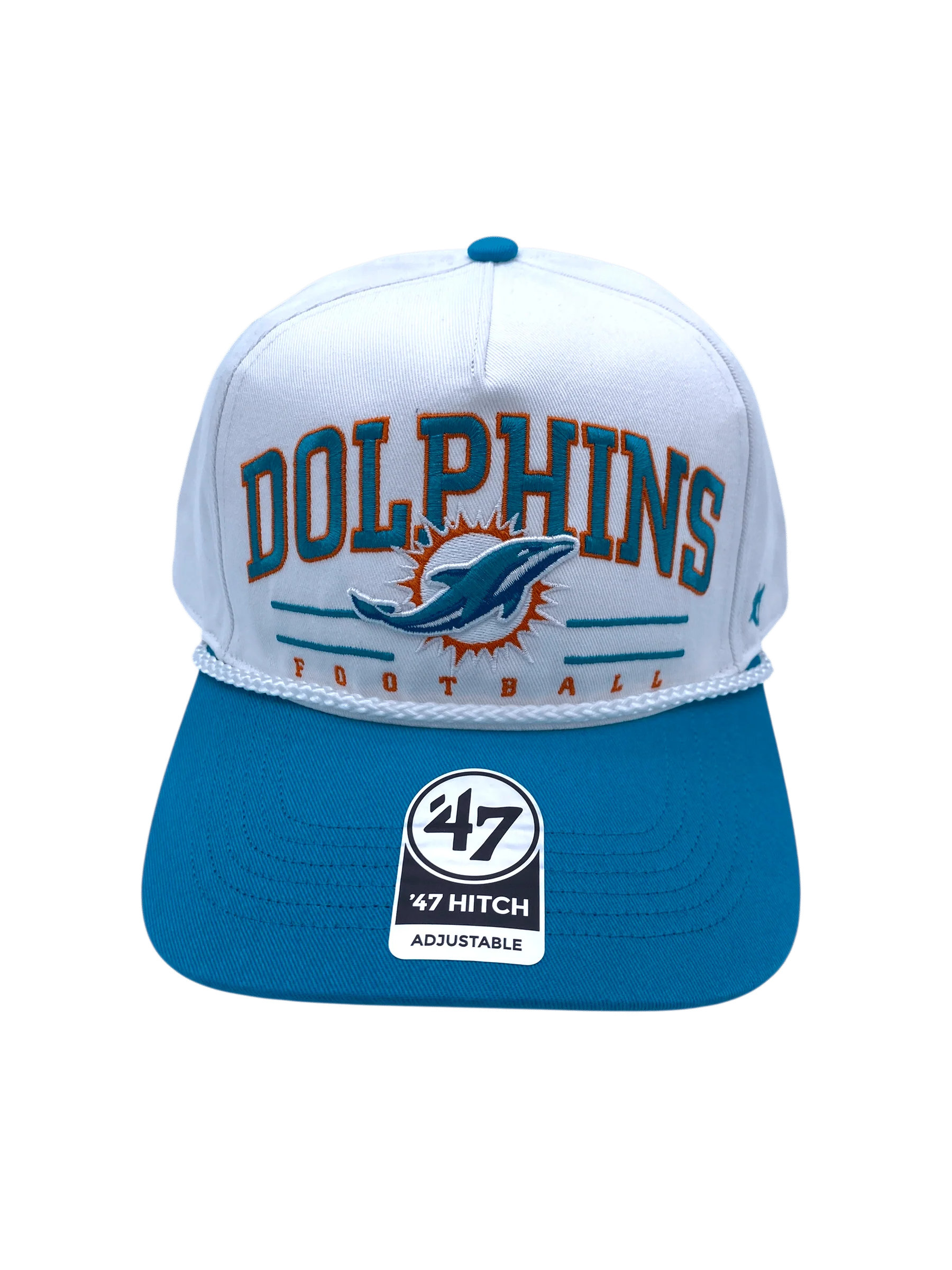 Adult Miami Dolphins '47 White/Teal Roscoe 2 Tone Hitch Adjustable Snapback Hat - Men's - Image 3