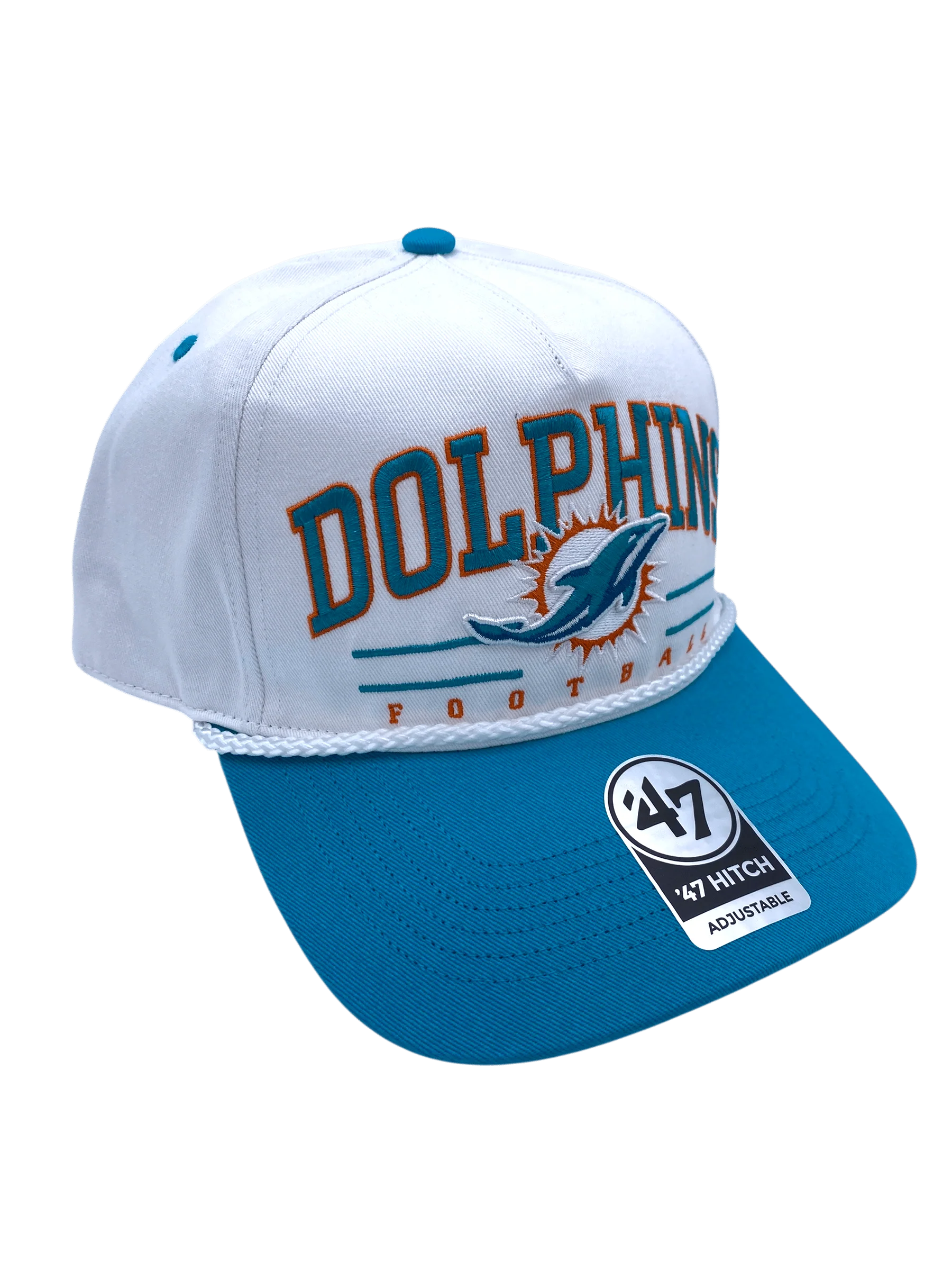 Adult Miami Dolphins '47 White/Teal Roscoe 2 Tone Hitch Adjustable Snapback Hat - Men's - Image 4
