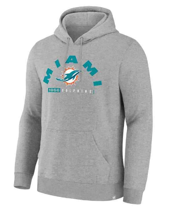Adult Miami Dolphins Fanatics Gray Delay of Game Legacy Hooded Sweatshirt - Men's