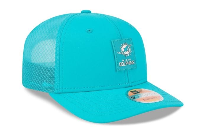 Adult Miami Dolphins New Era Aqua 2025 NFL Sideline 9SEVENTY Adjustable Trucker Hat - Men's - Image 4