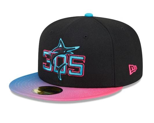 Adult Miami Marlins New Era Black 2025 City Connect Official On Field 59FIFTY Fitted Hat - Men's
