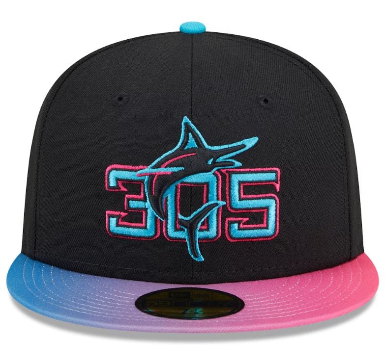 Adult Miami Marlins New Era Black 2025 City Connect Official On Field 59FIFTY Fitted Hat - Men's - Image 4