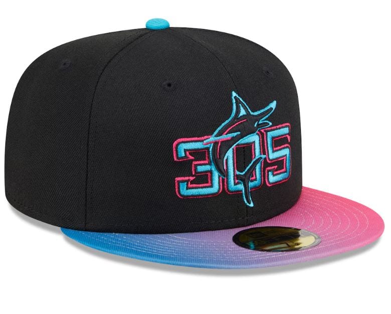 Adult Miami Marlins New Era Black 2025 City Connect Official On Field 59FIFTY Fitted Hat - Men's - Image 5
