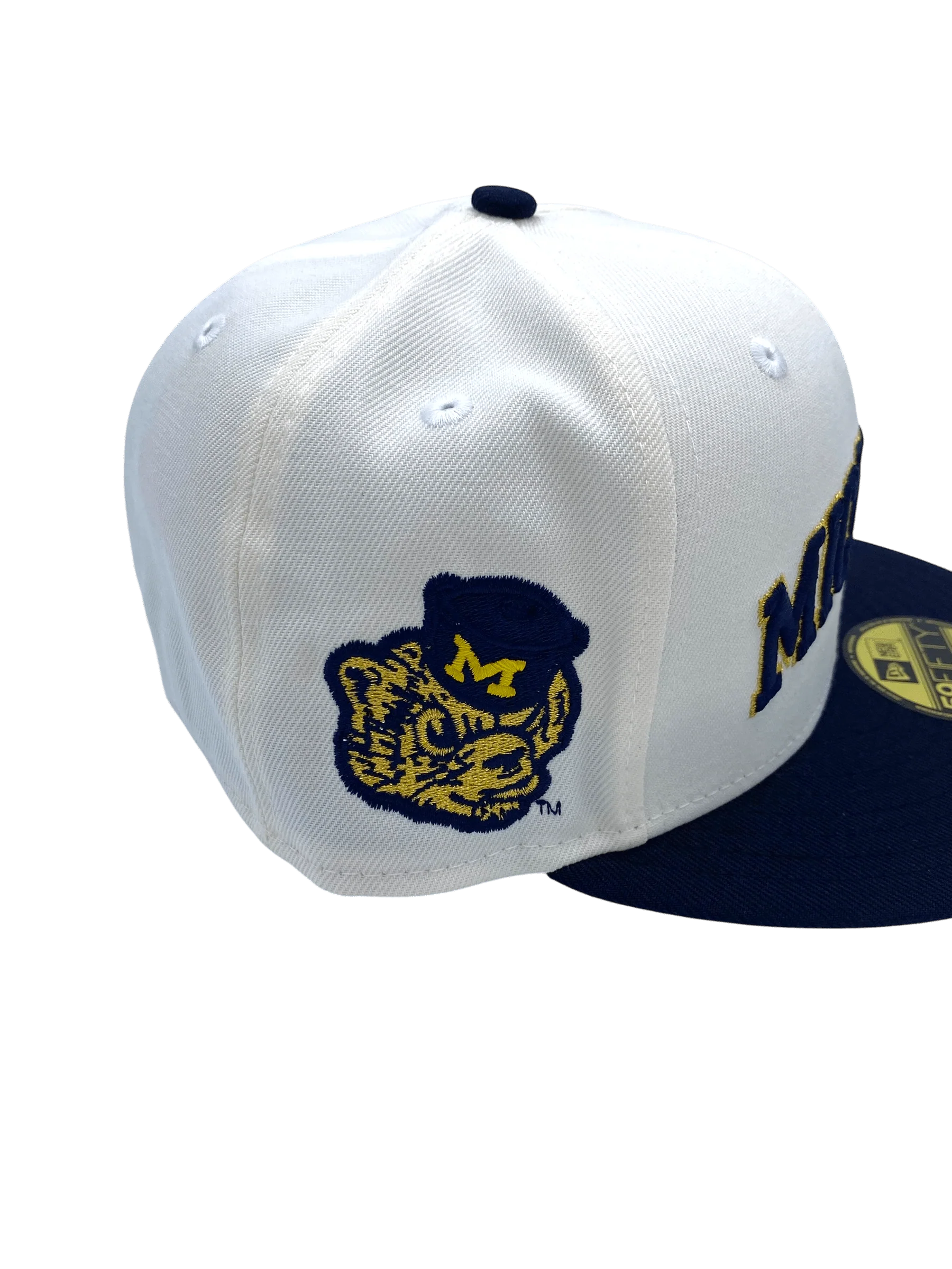 Adult Michigan Wolverines New Era Chrome/Navy Custom Side Patch 59FIFTY Fitted Hat - Men's - Image 3