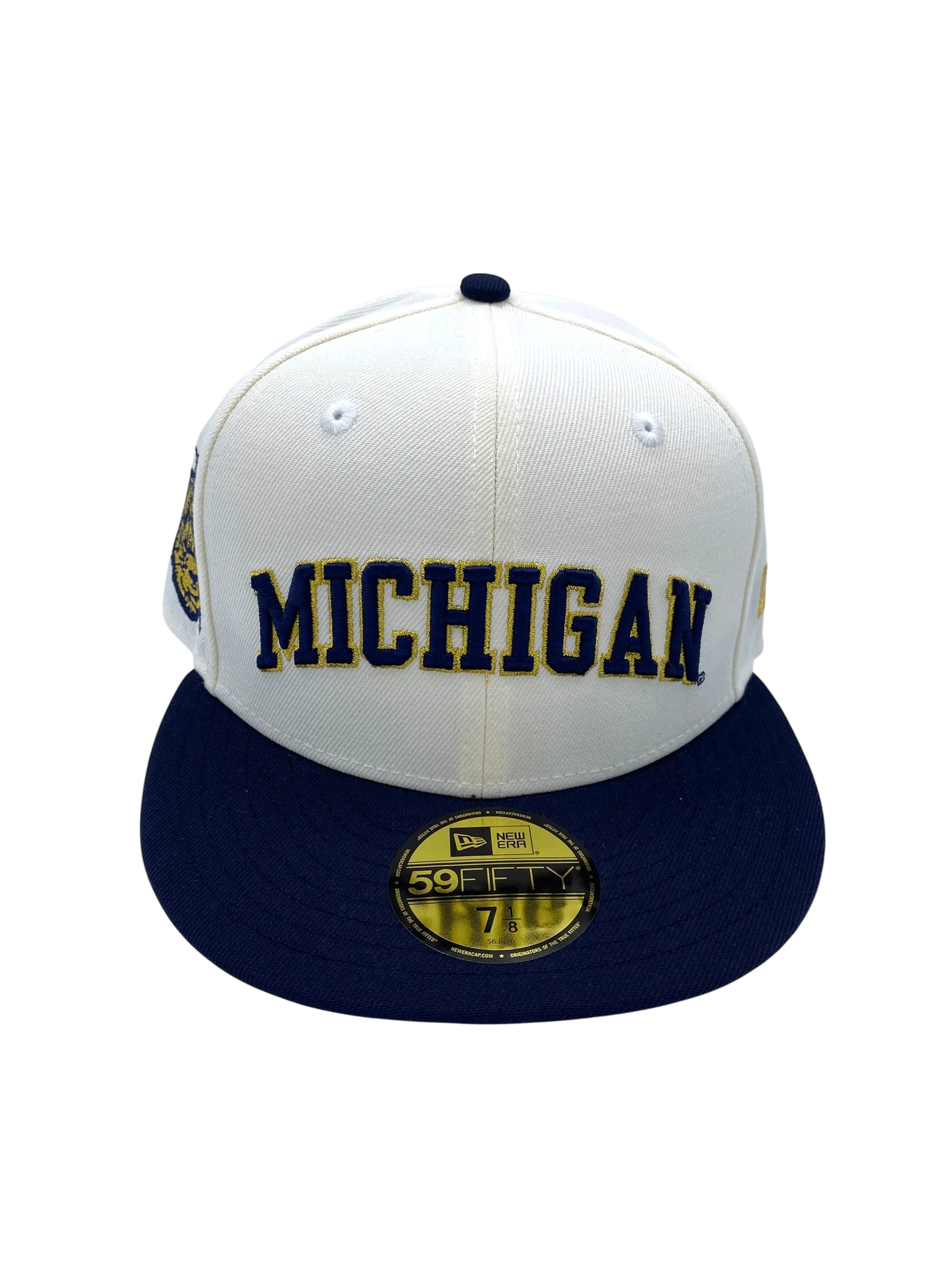 Adult Michigan Wolverines New Era Chrome/Navy Custom Side Patch 59FIFTY Fitted Hat - Men's - Image 5