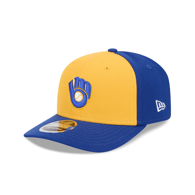 Adult Milwaukee Brewers Vintage New Era Yellow/ Navy Replica Team Logo 9SEVENTY Stretch-Snapback Hat - Men's