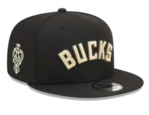 Adult Milwaukee Bucks New Era Black NBA Statement 9FIFTY Snapback Hat - Men's