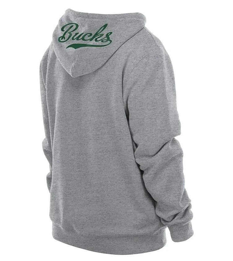 Adult Milwaukee Bucks New Era Gray Big Logo Hooded Sweatshirt - Men's - Image 2