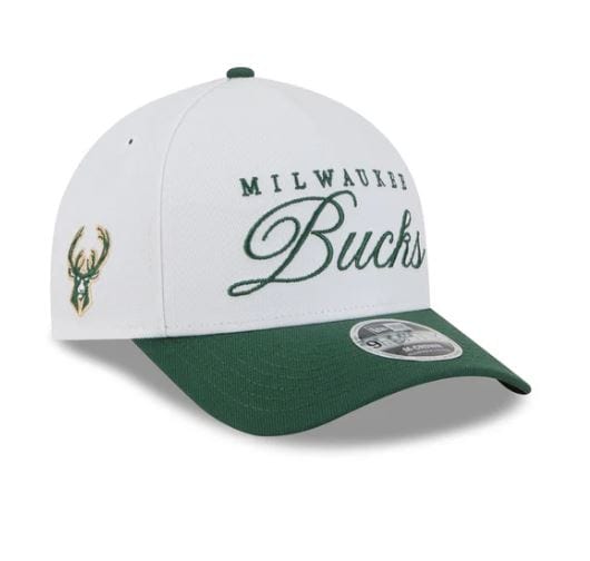 Adult Milwaukee Bucks New Era White 2025 NBA Draft M-Crown A-Frame 9FORTY Adjustable Hat - Men's
