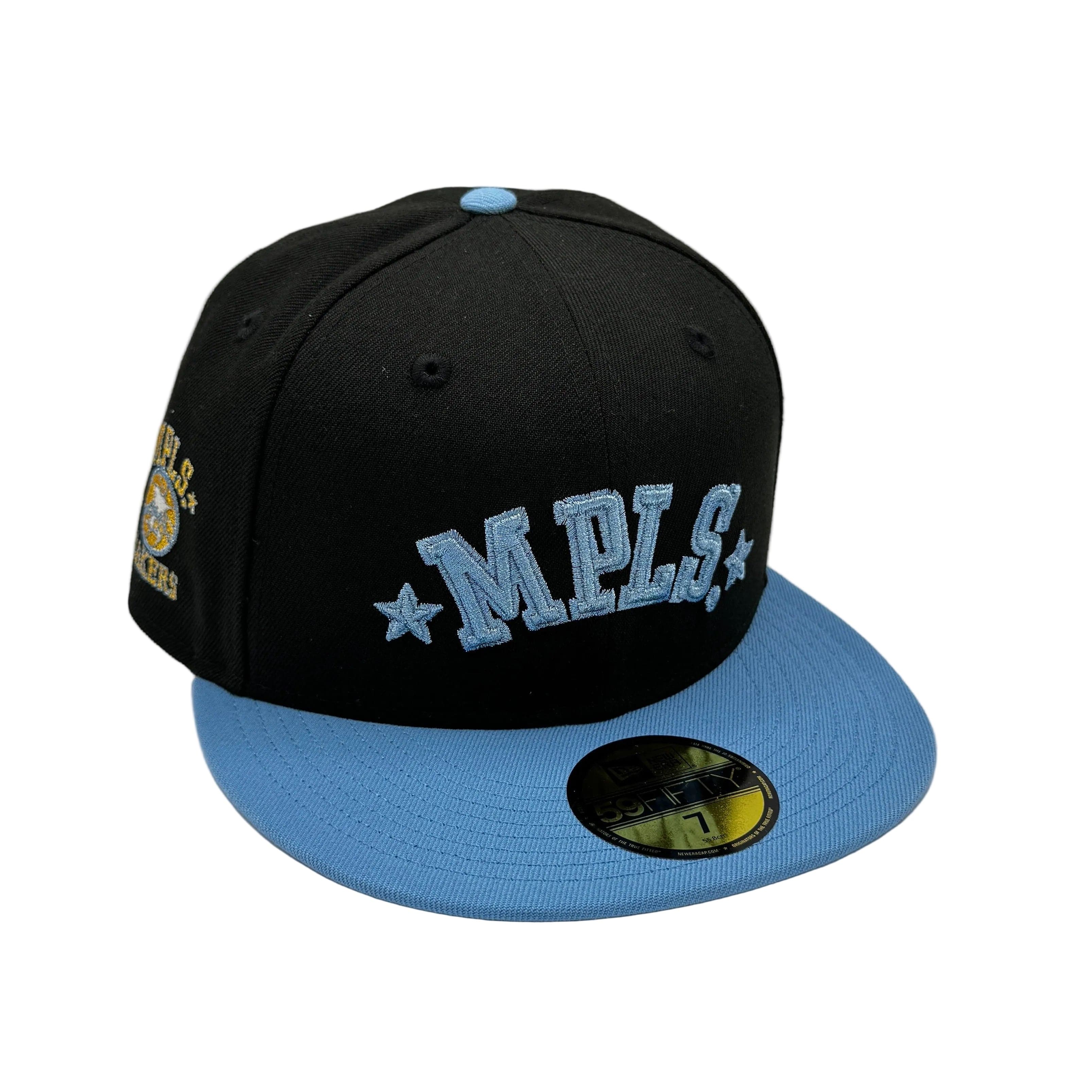 Adult Minneapolis Lakers New Era Black & Blue Custom Side Patch 59FIFTY Fitted Hat - Men's