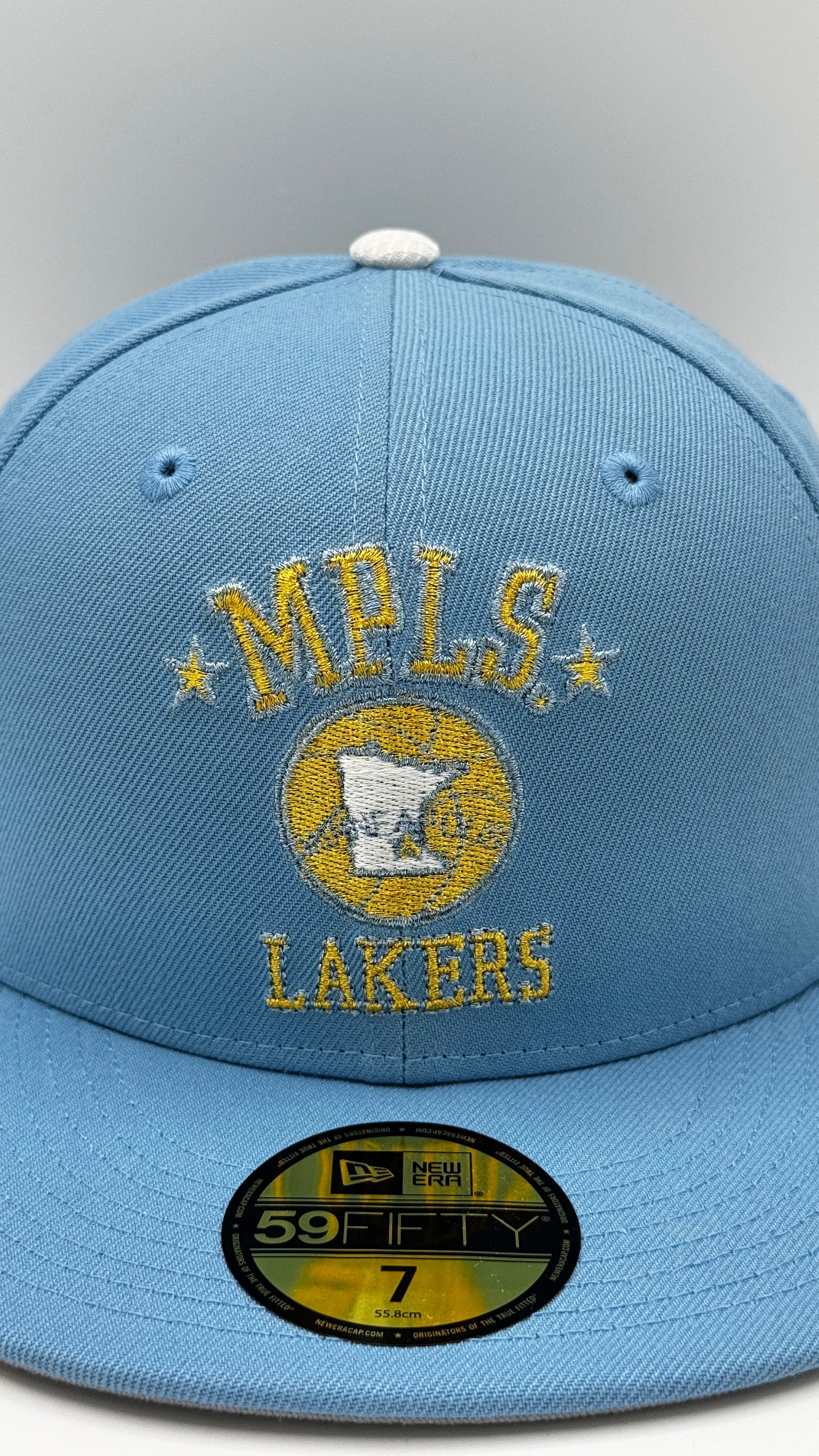Adult Minneapolis Lakers New Era Baby Blue Custom Side Patch 59FIFTY Fitted Hat - Men's - Image 3