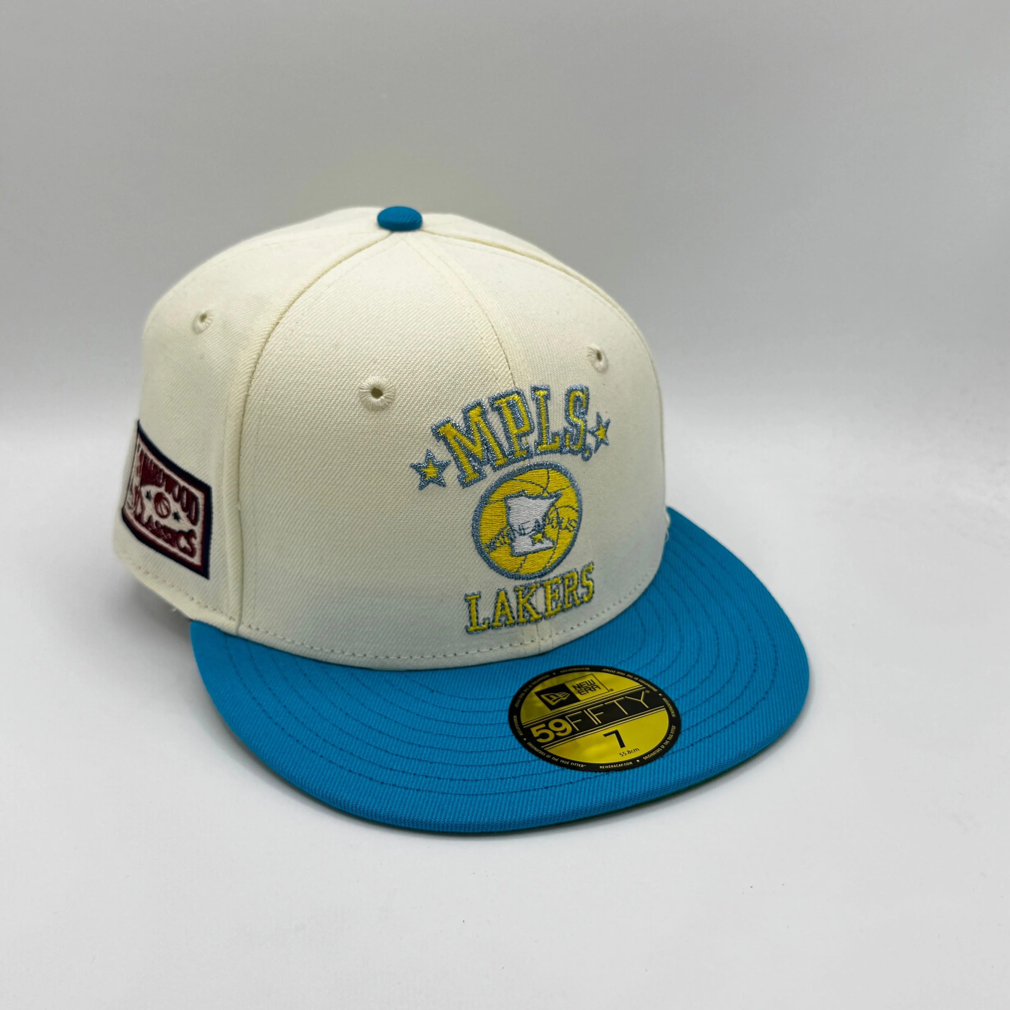 Adult Minneapolis Lakers New Era MPLS Chrome Custom Side Patch 59FIFTY Fitted Hat - Men's