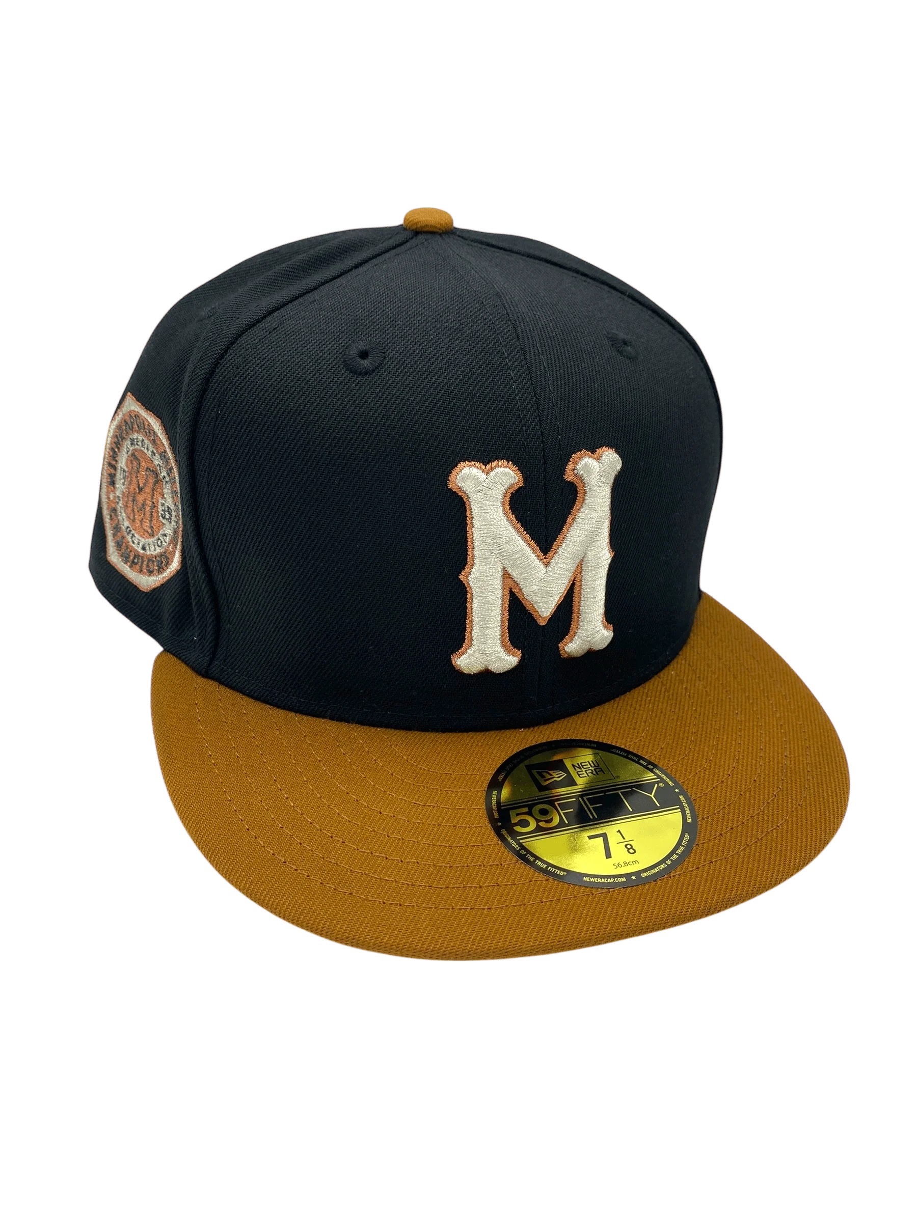 Adult Minneapolis Millers New Era Black/Brown Rust Side Patch 59FIFTY Fitted Hat - Men's
