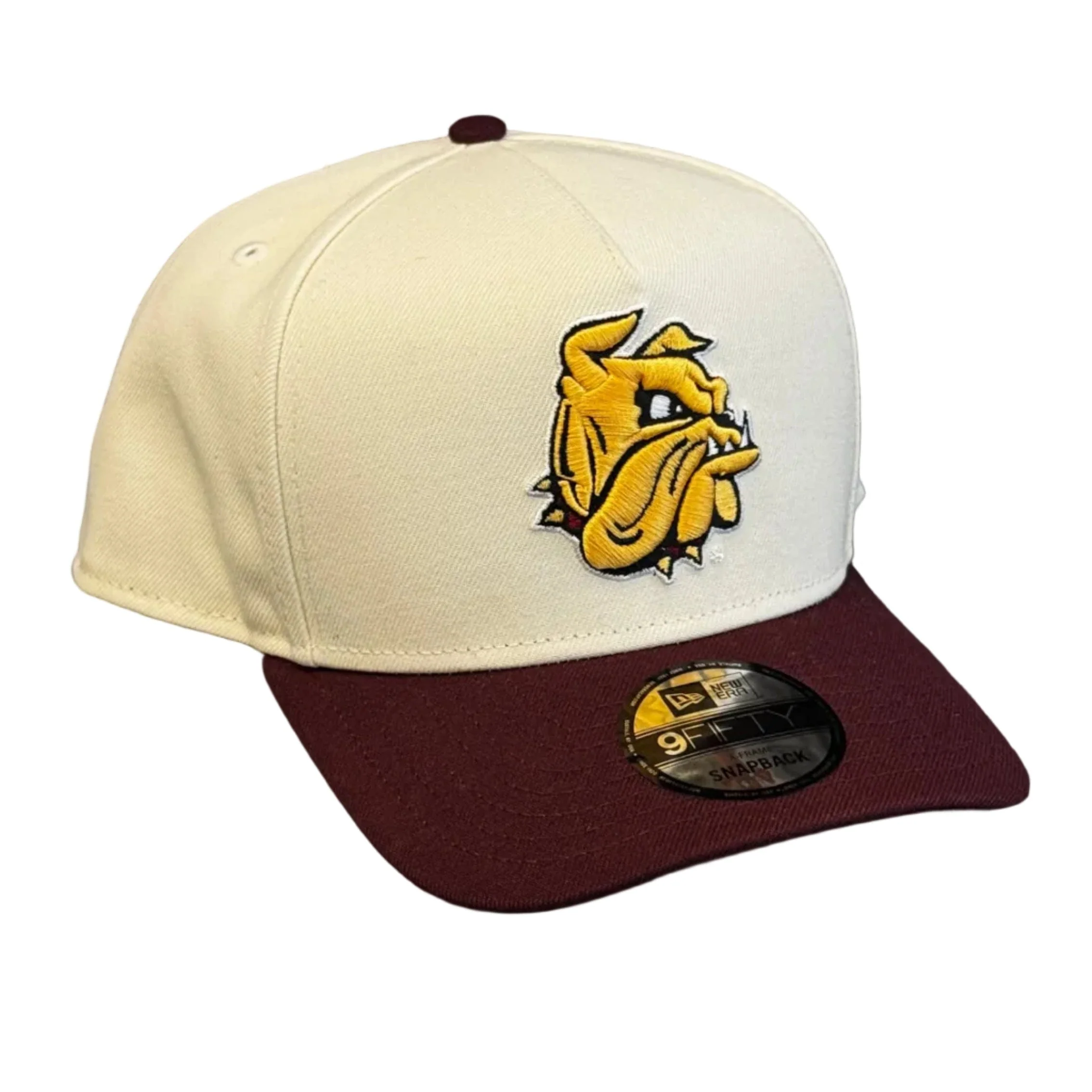 Adult Minnesota-Duluth Bulldogs New Era Chrome/Maroon A-Frame 9FIFTY Adjustable Snapback Hat - Men's