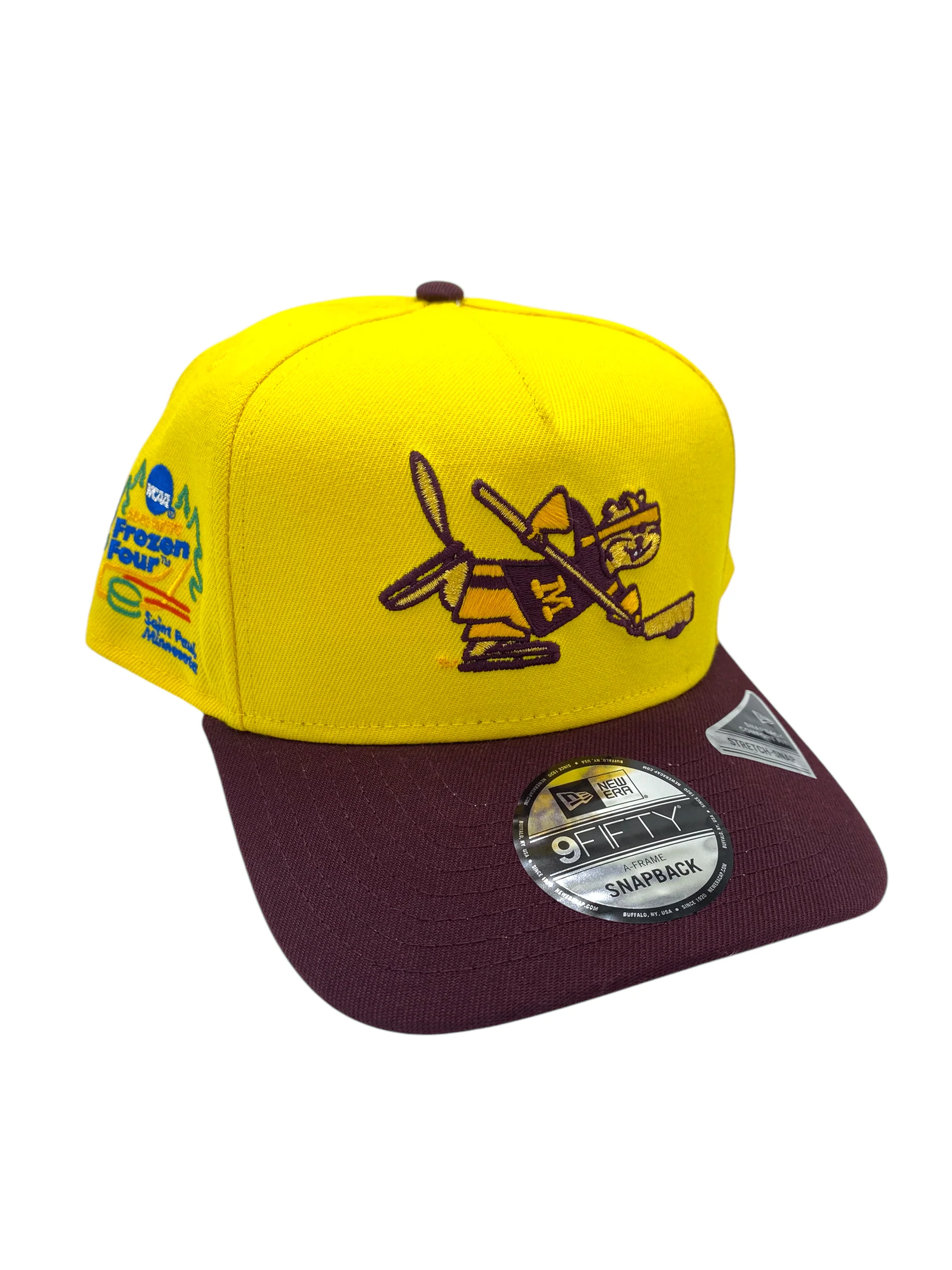 Adult Minnesota Golden Gophers New Era Gold/Maroon A-Frame 9FIFTY Adjustable Snapback Hat - Men's