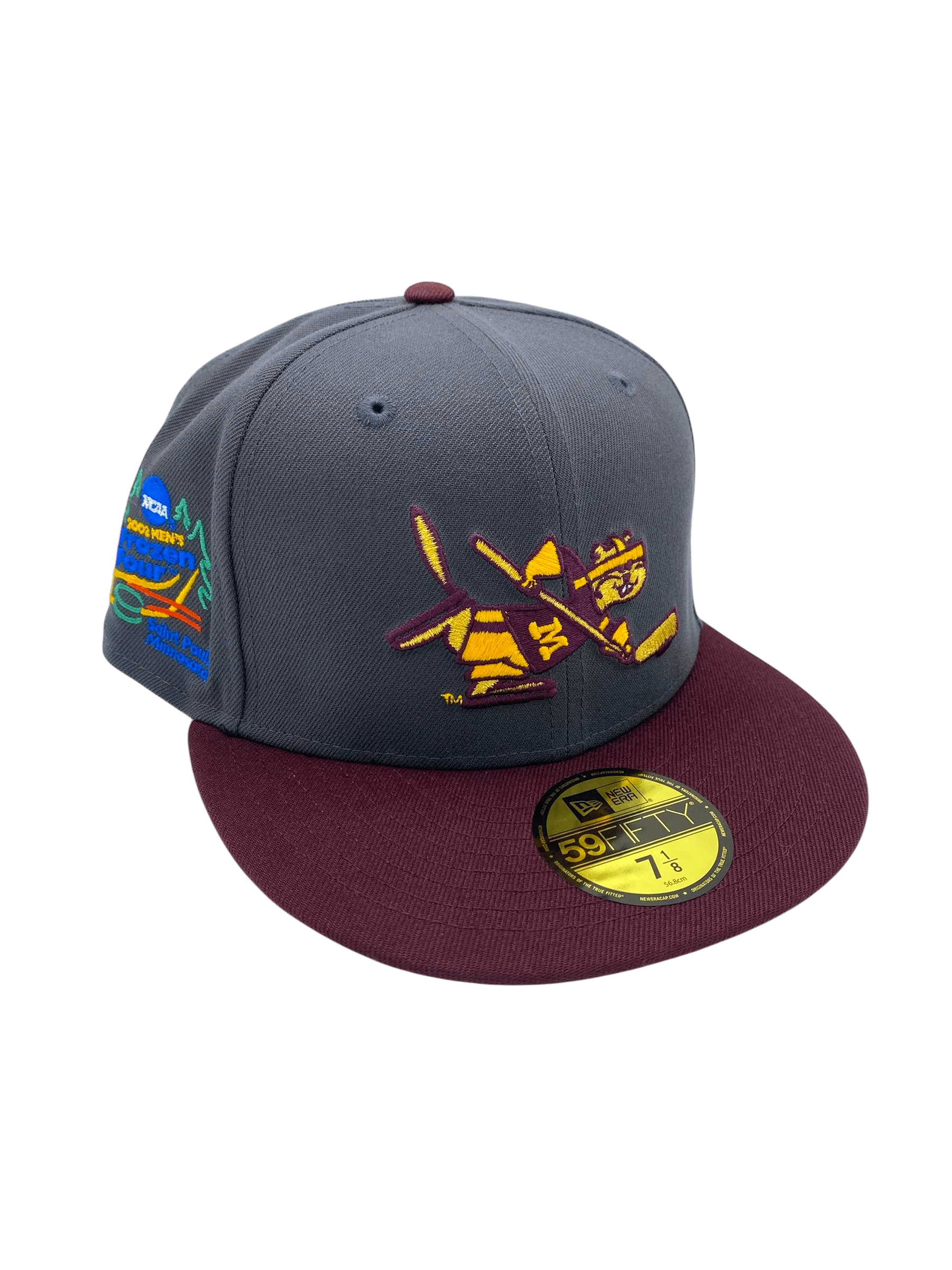 Adult Minnesota Golden Gophers New Era Gray/Maroon Custom 2002 Side Patch 59FIFTY Fitted Hat - Men's