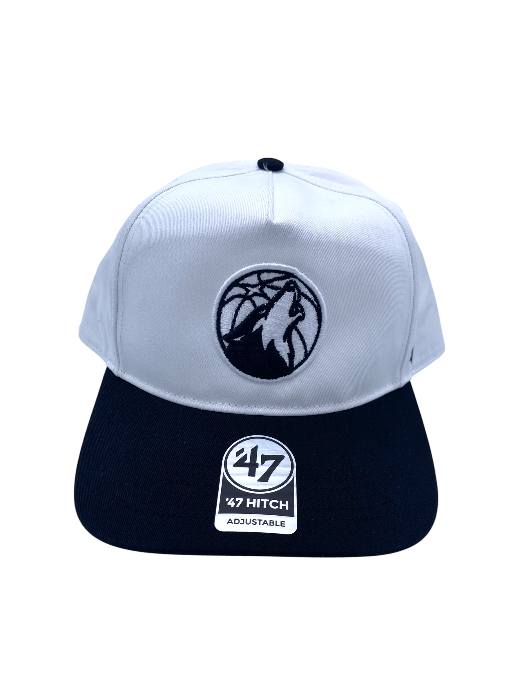 Adult Minnesota Timberwolves '47 White/Black Team Logo Hitch Adjustable Snapback Hat - Men's - Image 4