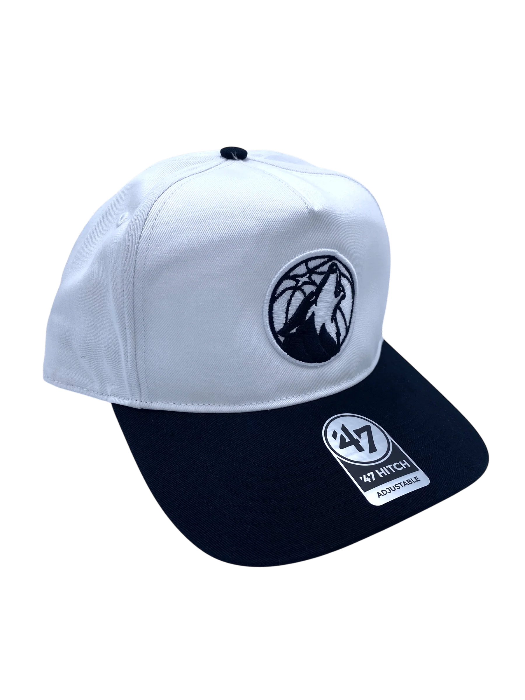 Adult Minnesota Timberwolves '47 White/Black Team Logo Hitch Adjustable Snapback Hat - Men's - Image 5