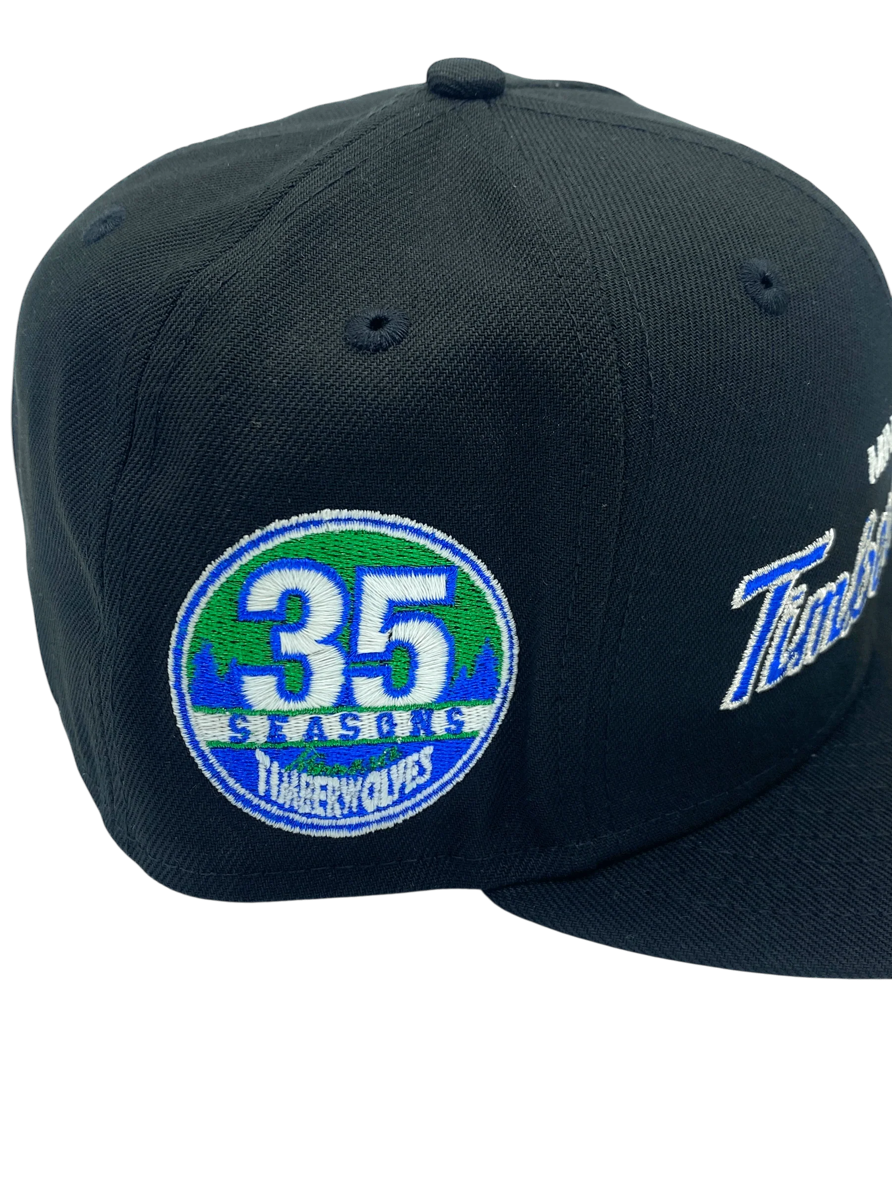 Adult Minnesota Timberwolves New Era Black Custom Script Side Patch 59FIFTY Fitted Hat - Men's - Image 3