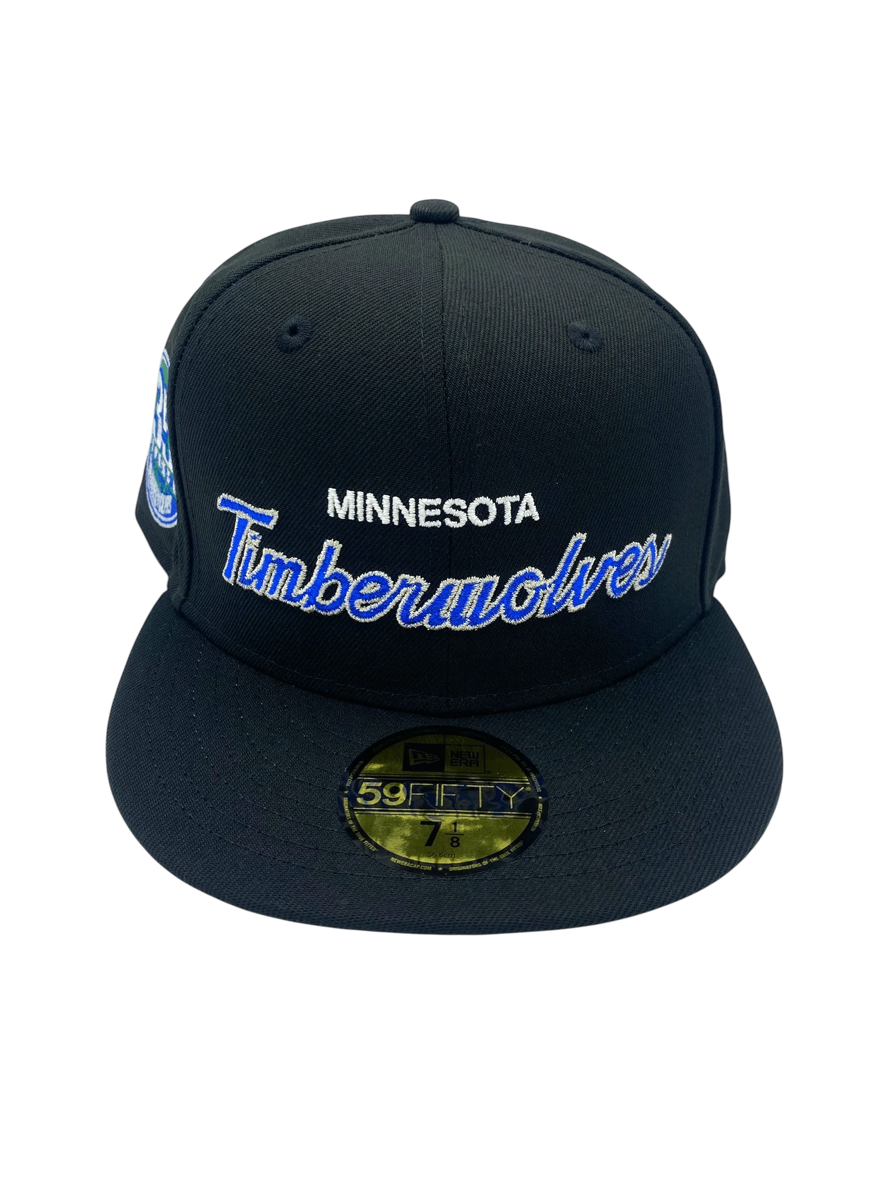 Adult Minnesota Timberwolves New Era Black Custom Script Side Patch 59FIFTY Fitted Hat - Men's - Image 5