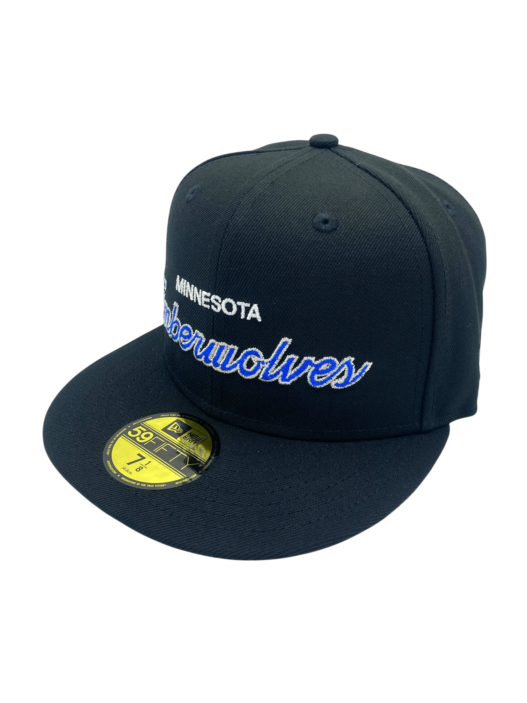 Adult Minnesota Timberwolves New Era Black Custom Script Side Patch 59FIFTY Fitted Hat - Men's - Image 6