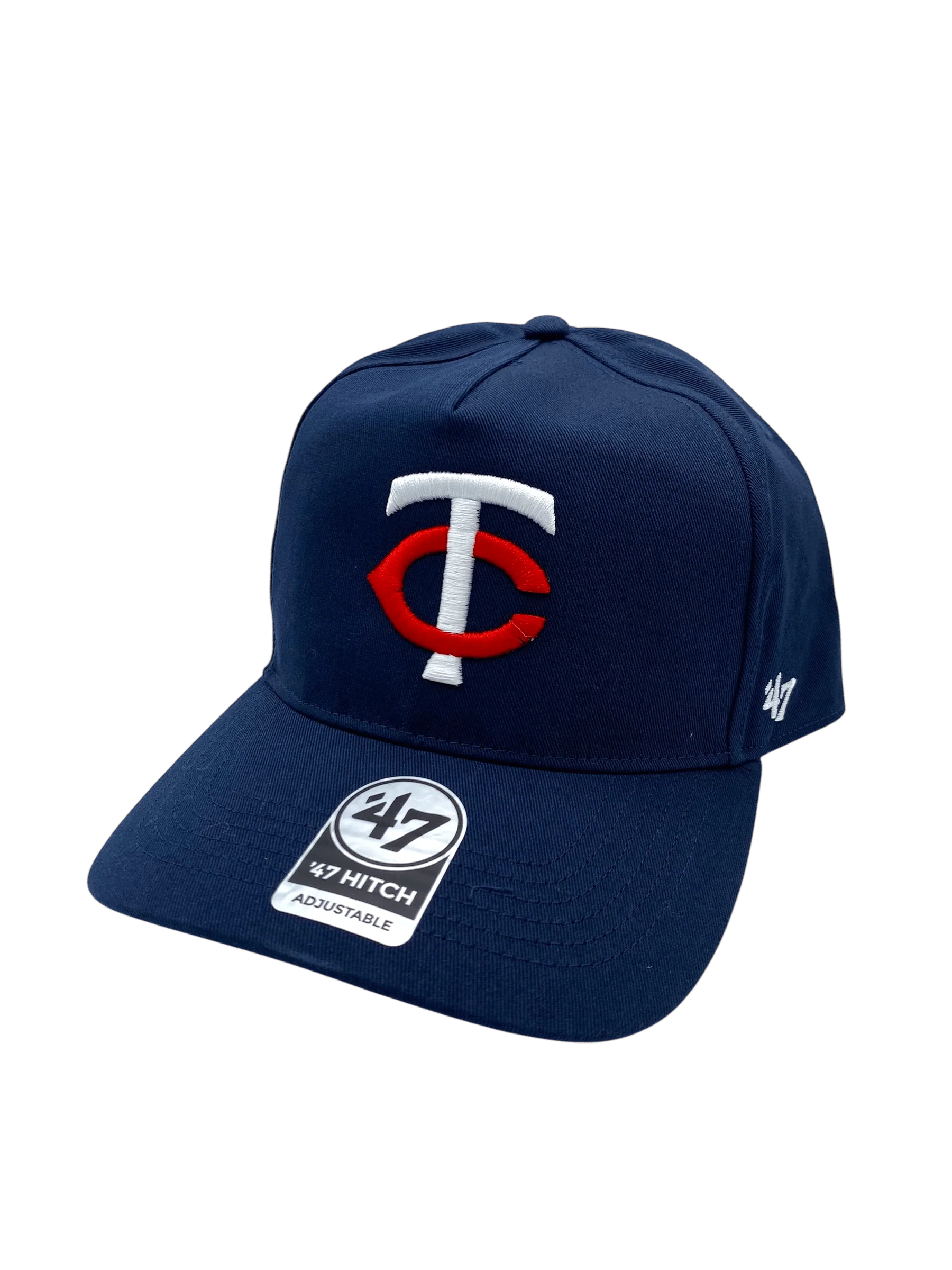 Adult Minnesota Twins '47 Navy Team Logo Hitch Adjustable Snapback Hat - Men's
