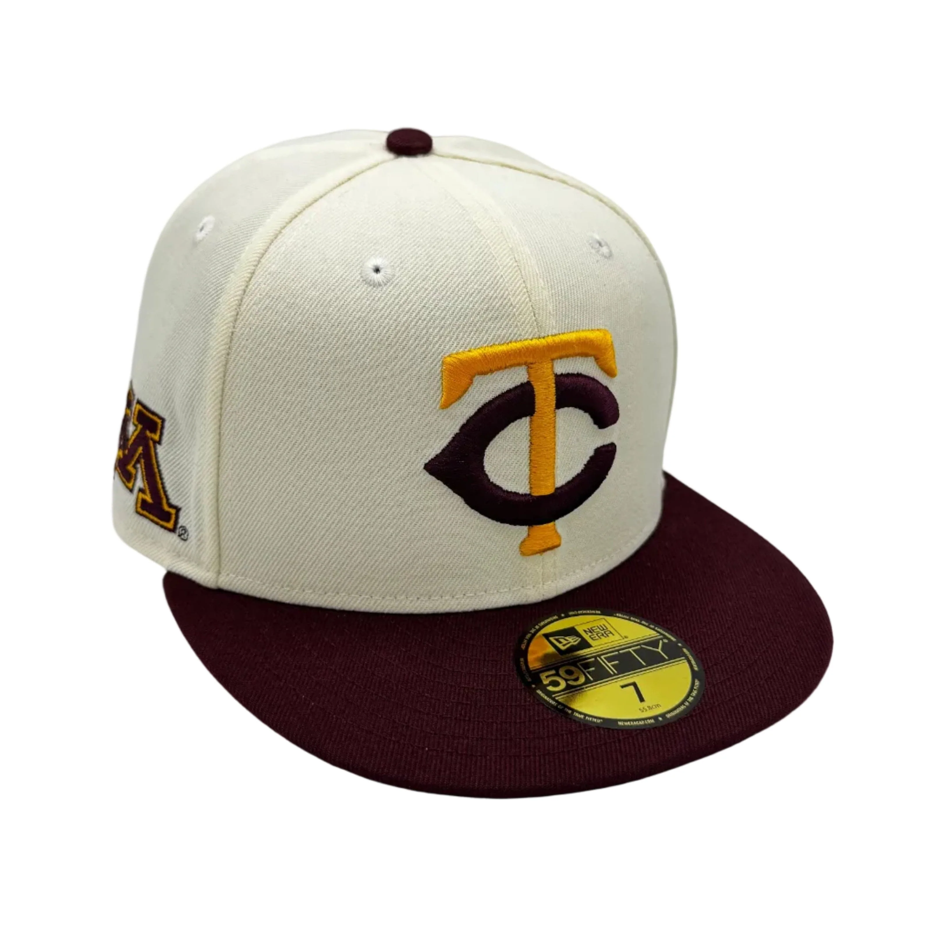 Adult Minnesota Twins New Era Chrome & Maroon Campus Crossover University of Minnesota 59FIFTY Fitted Hat - Men's