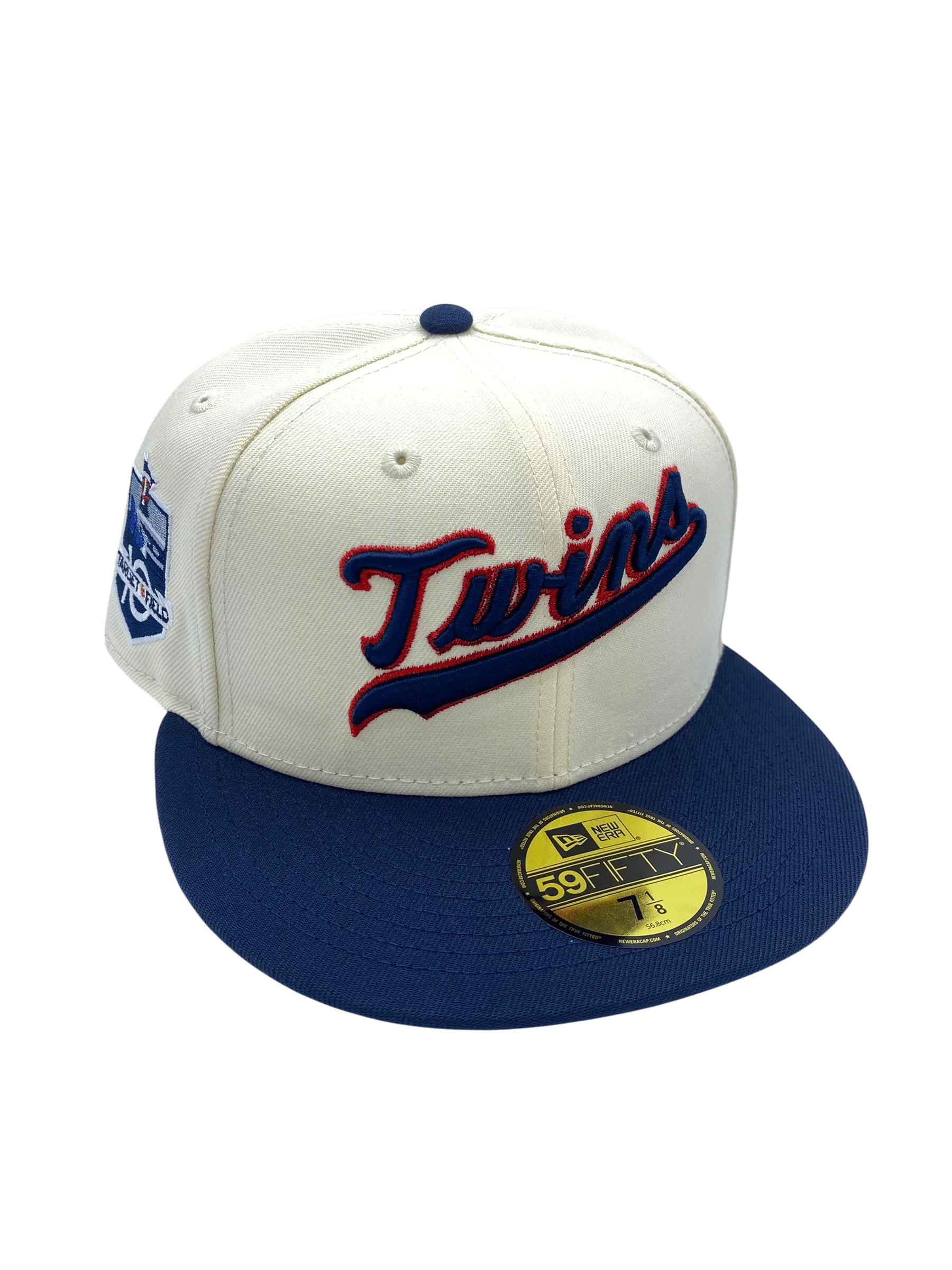 Adult Minnesota Twins New Era Chrome/Navy Buck Truck Side Patch 59FIFTY Fitted Hat - Men's