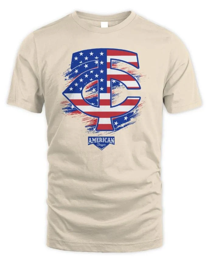 Adult Minnesota Twins New Era Cream July 4th USA Flag Team Logo T-Shirt - Men's