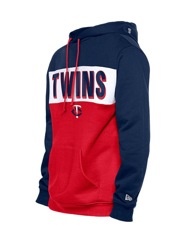 Adult Minnesota Twins New Era Navy/Red Tri Color Embroidered Hooded Sweatshirt - Men's