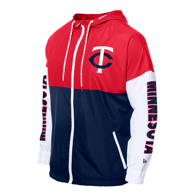 Adult Minnesota Twins New Era Red/Blue Team Wind Full Zip Jacket - Men's