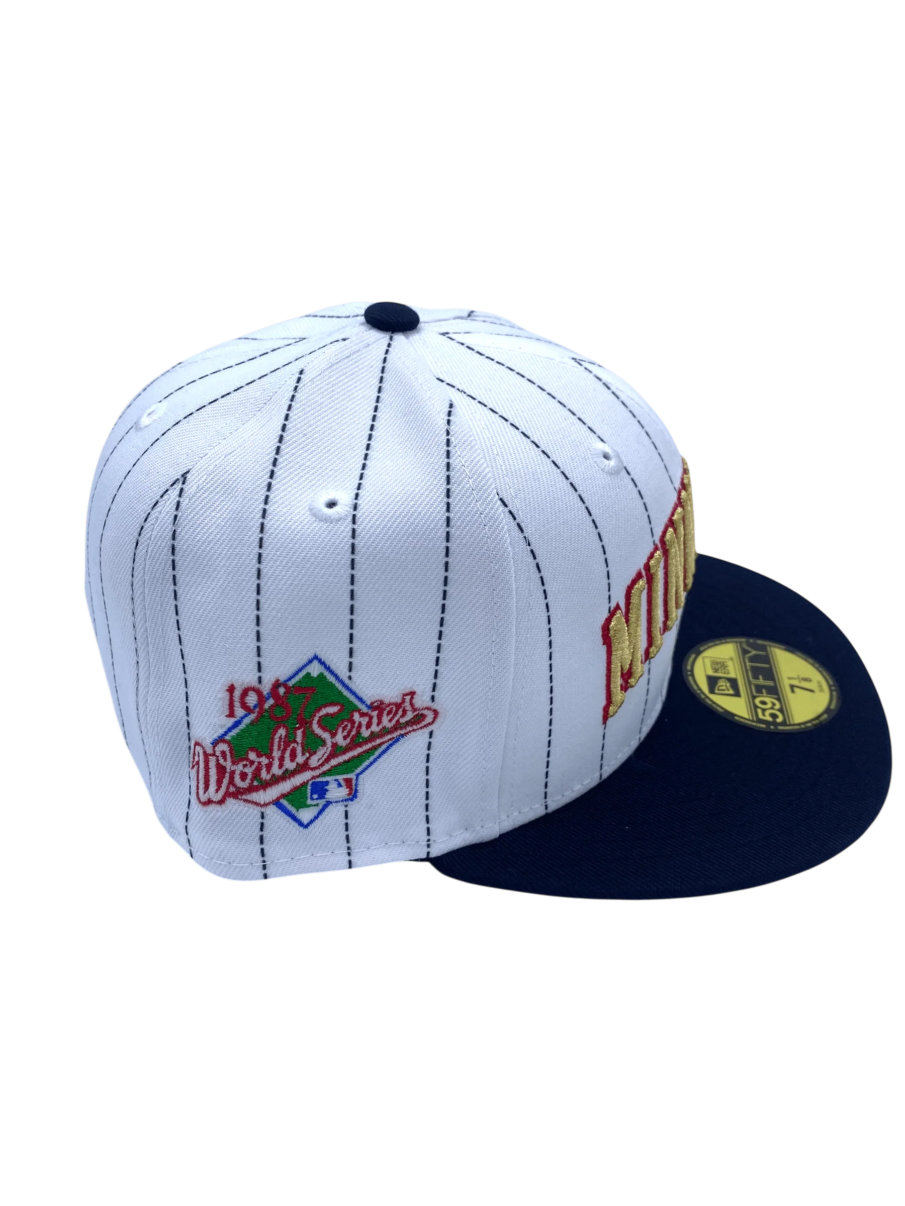 Adult Minnesota Twins New Era White Pinstripe Glory Days Custom Side Patch 59FIFTY Fitted Hat - Men's - Image 7