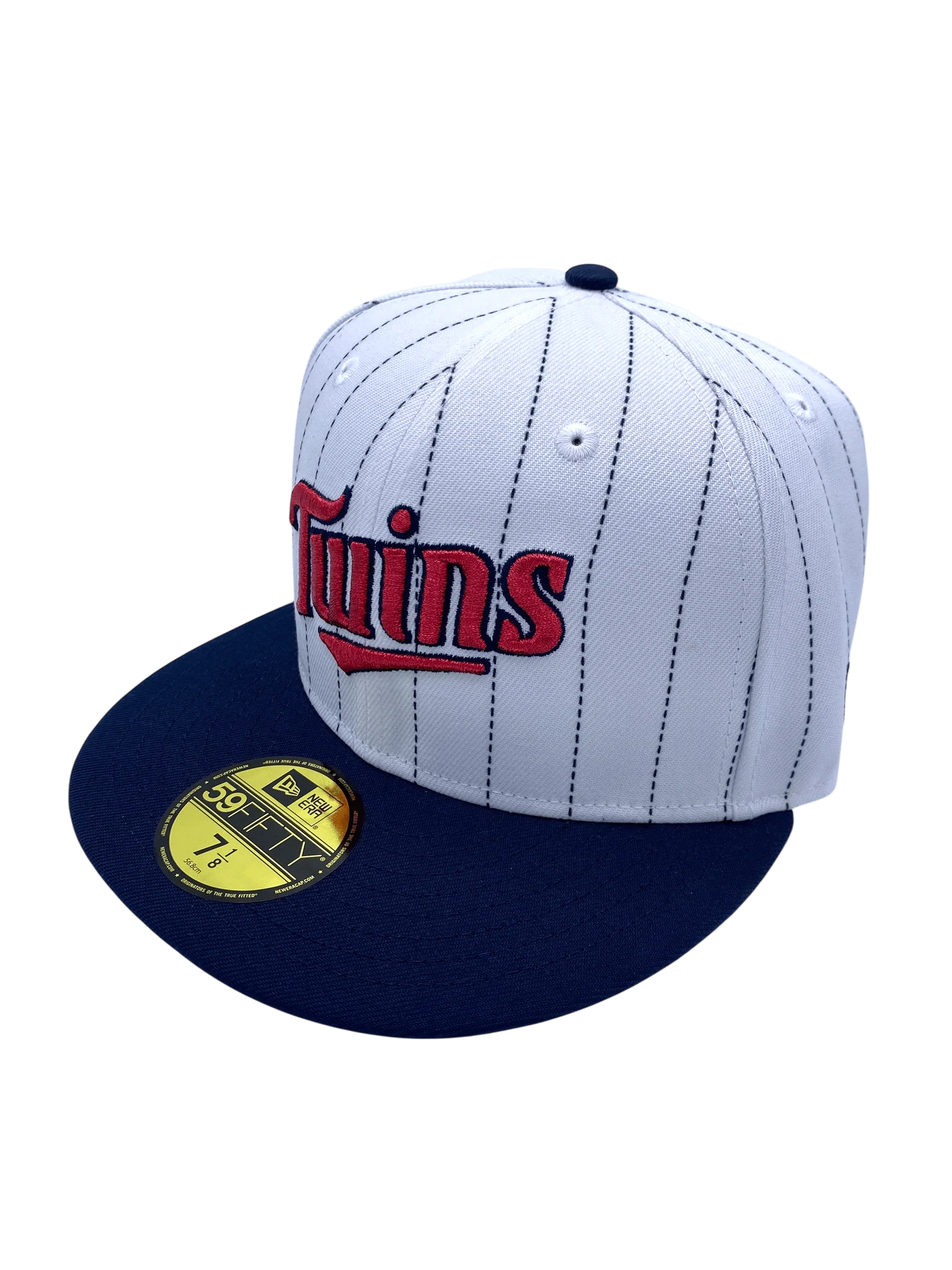 Adult Minnesota Twins New Era White Pinstripe The Mauer Side Patch 59FIFTY Fitted Hat - Men's - Image 5